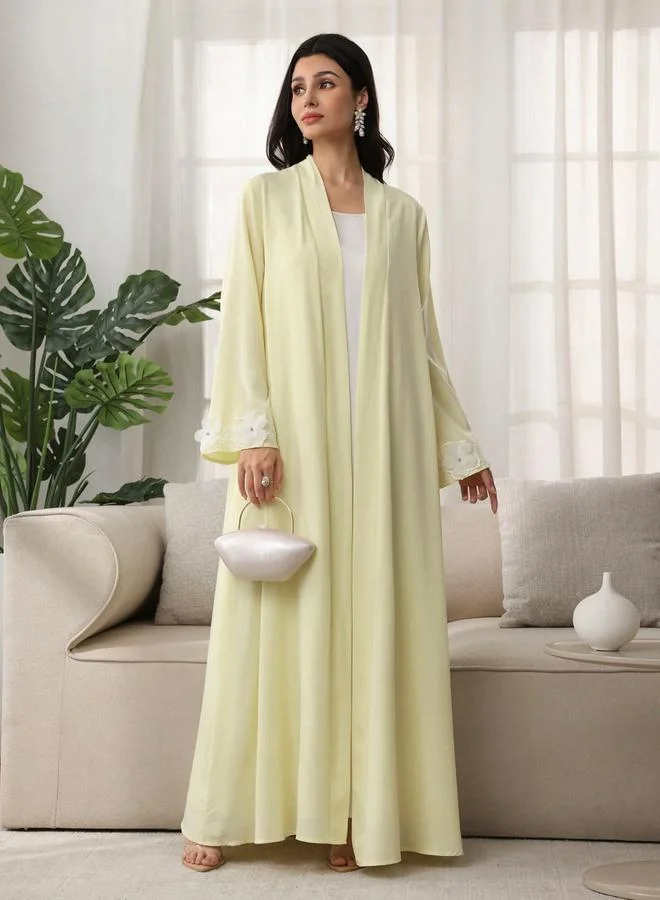 Take Two Women Yellow Floral Patchwork Detail Abaya